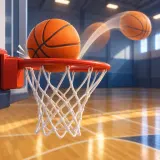 Basketball hitting rim and bouncing indoors sound effect artwork