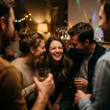 Friends Laughing Together at a Party sound effect artwork