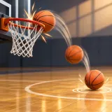 Basketball hitting rim and bouncing on court sound effect artwork