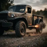 Truck Arrives on Gravel with Backfire sound effect artwork