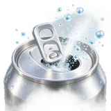 Aluminum beverage can opening and fizzing sound effect artwork