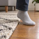 Sock Steps from Rug to Wood