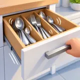 Kitchen Cutlery Drawer Sliding Open and Closed sound effect artwork