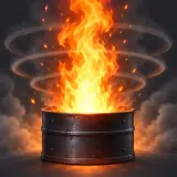 Boomy fire flare ignites in metal container sound effect artwork