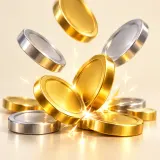 Bright metallic coins clinking together sound effect artwork